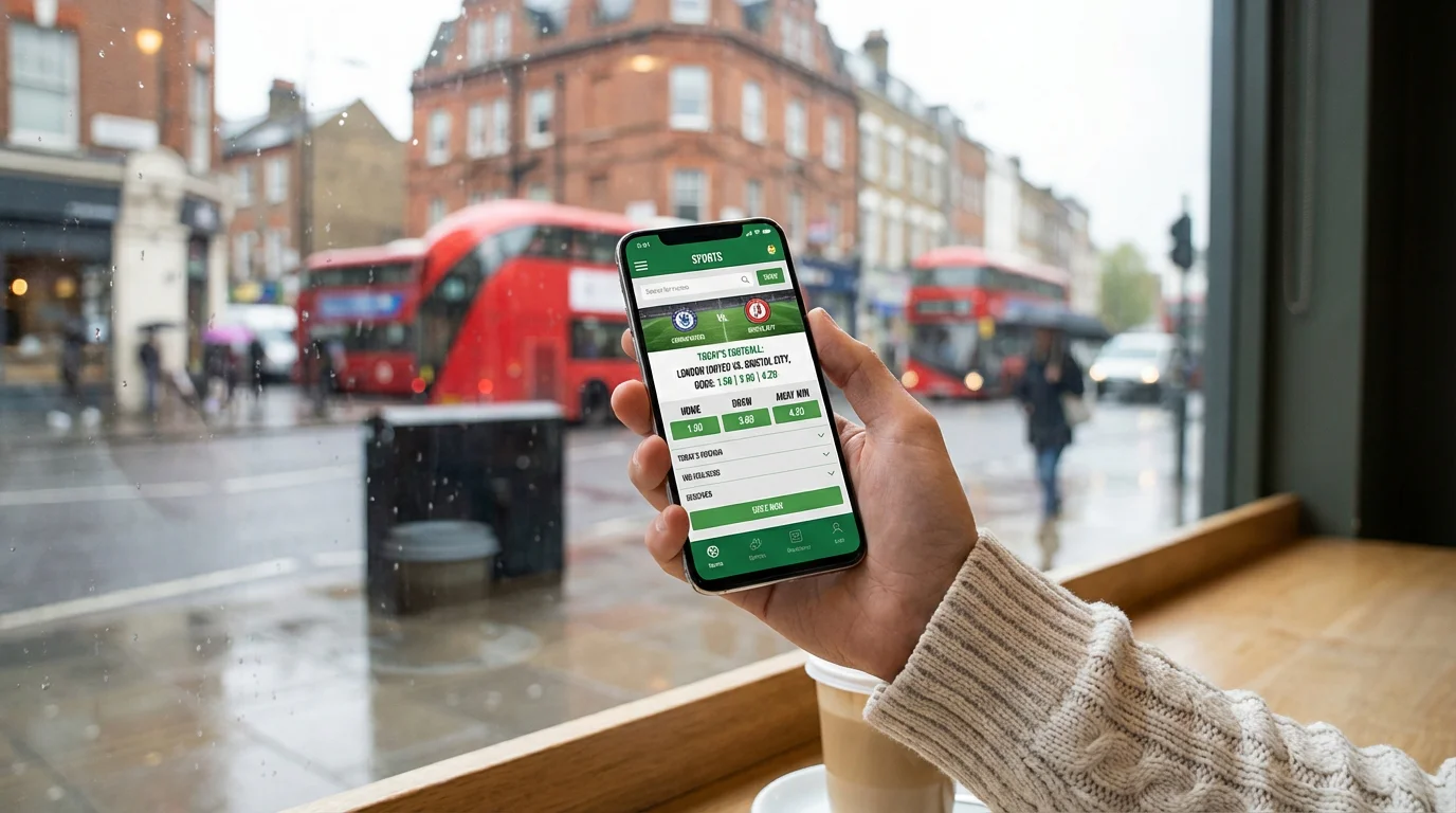 Mobile betting apps UK showing smartphone with sports betting interface