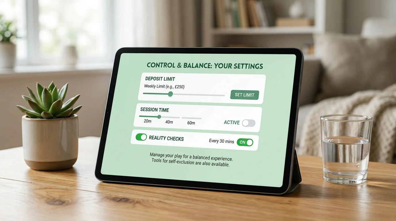 Responsible gambling tools including deposit limits and self-exclusion options